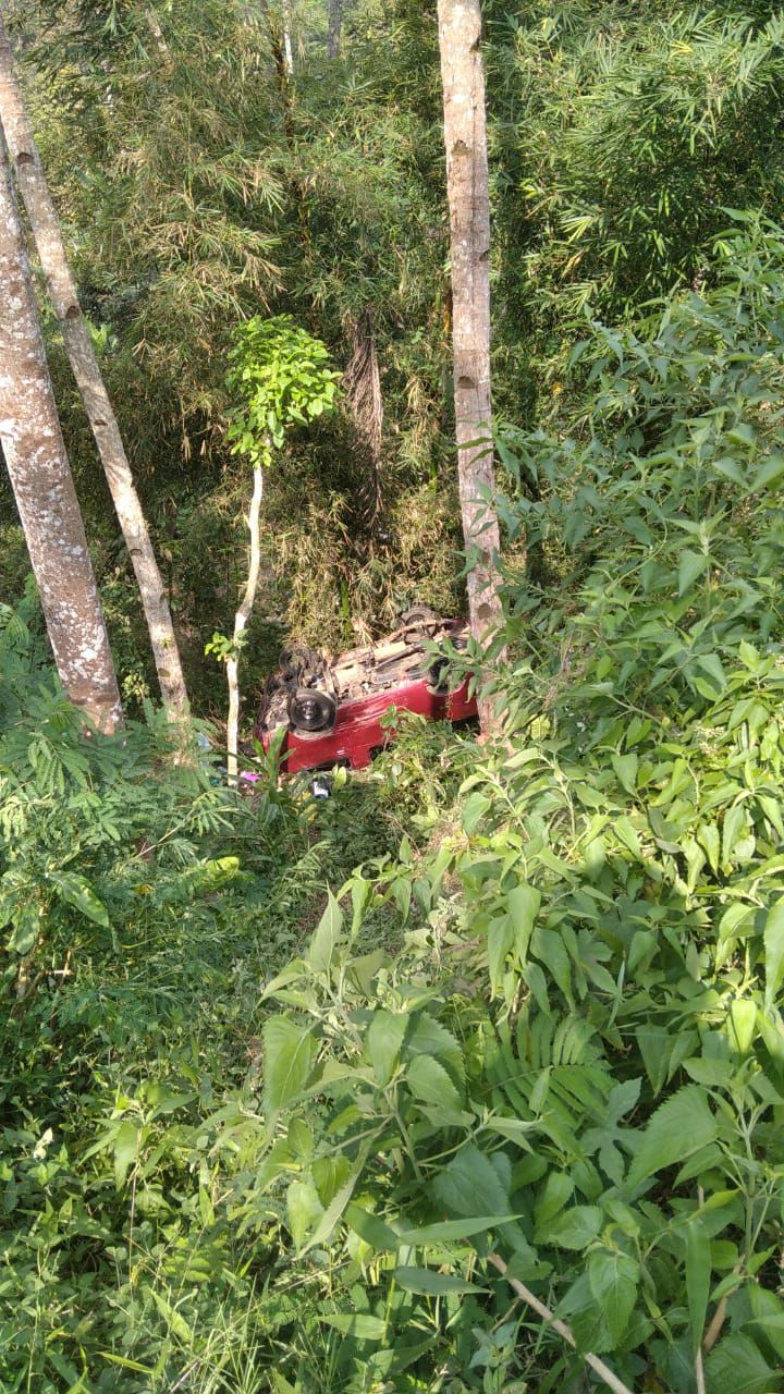 SATU UNIT MOBIL CARRY TERJUN SEDALAM 8 METER DI LEKSONO