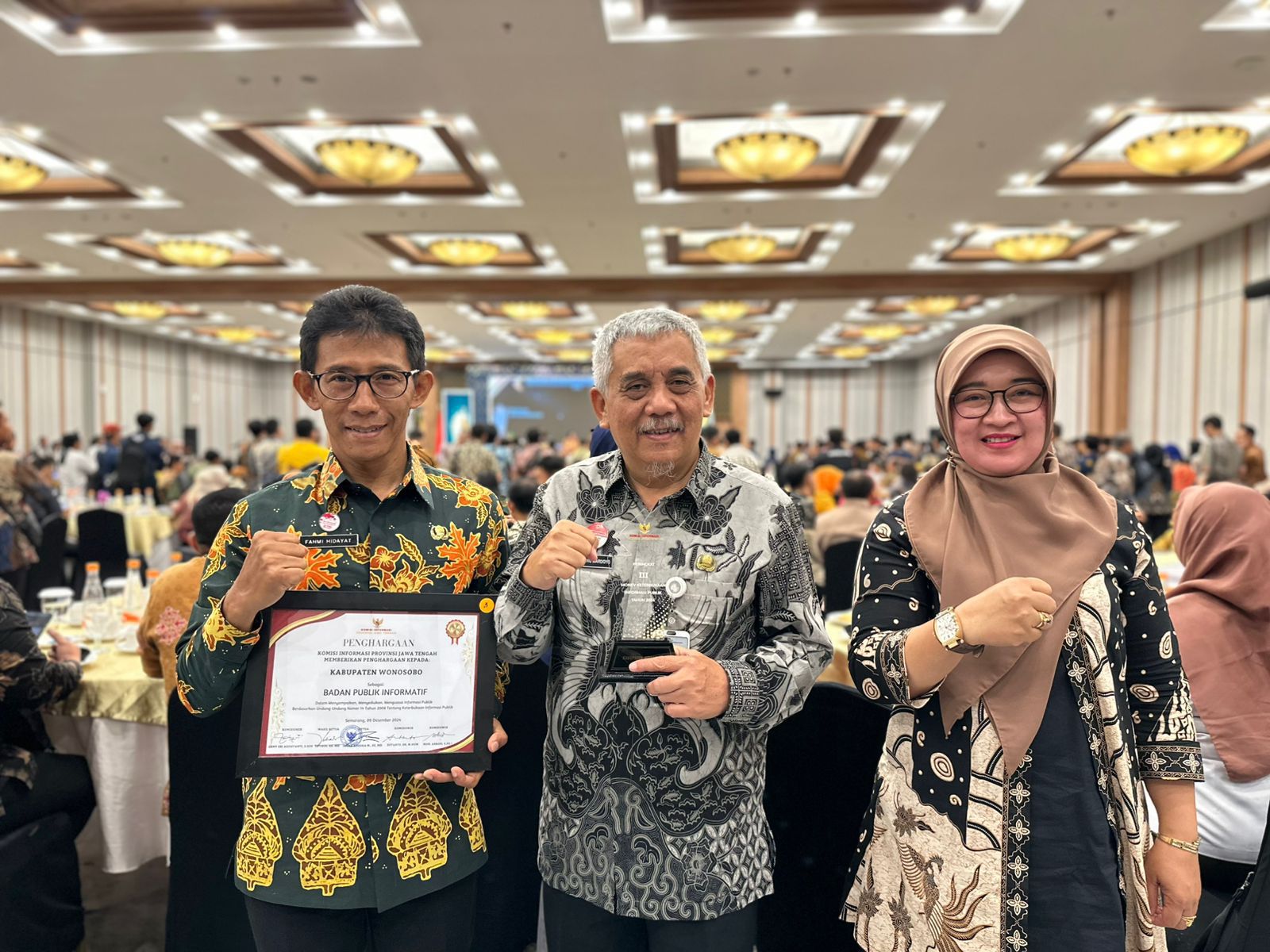 PEMKAB WONOSOBO JADI TERBAIK KE TIGA DALAM ANUGERAH KETERBUKAAN INFORMASI PUBLIK JATENG