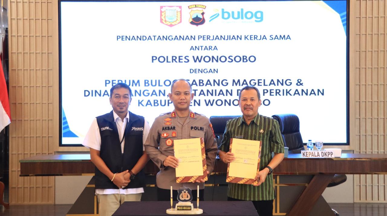 POLRES WONOSOBO JALIN KERJA SAMA KETAHANAN PANGAN DENGAN BULOG DAN DISPAPERKAN