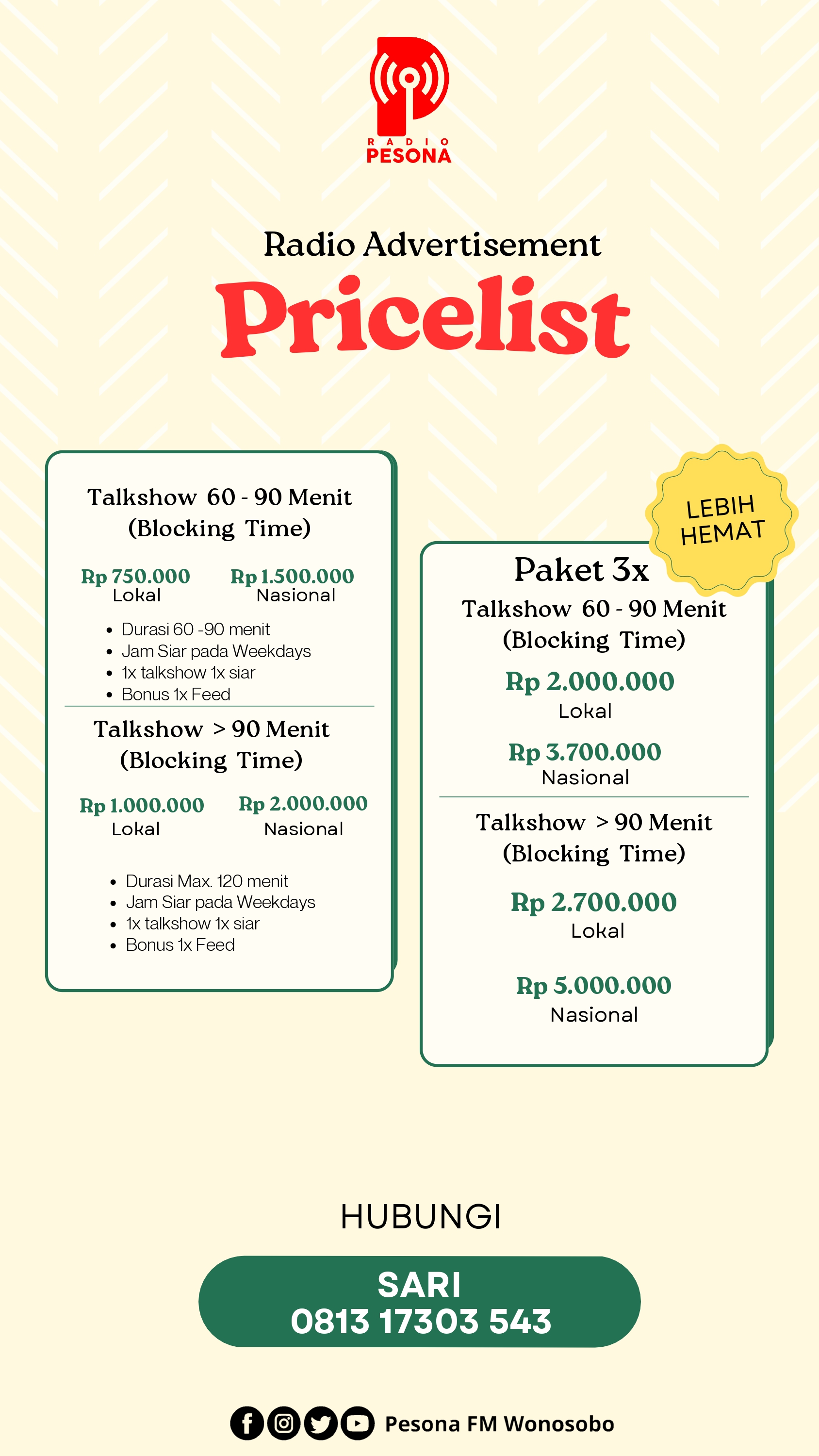 Paket Rate Card