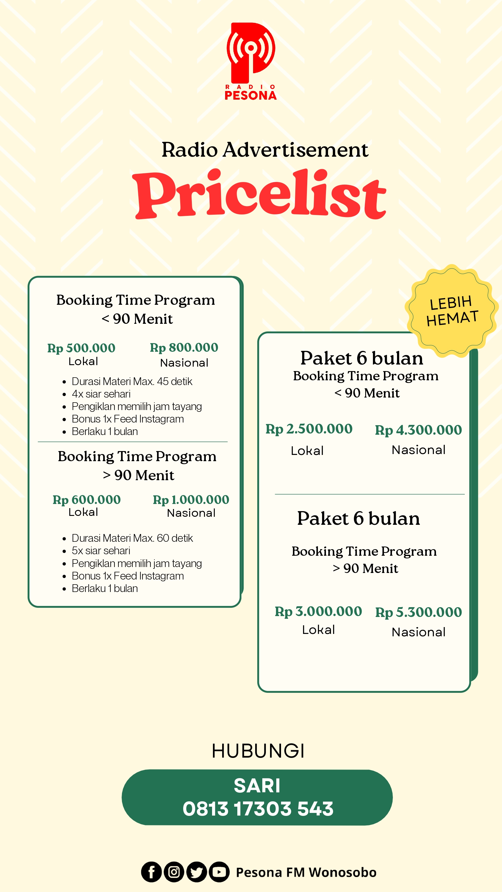 Paket Rate Card