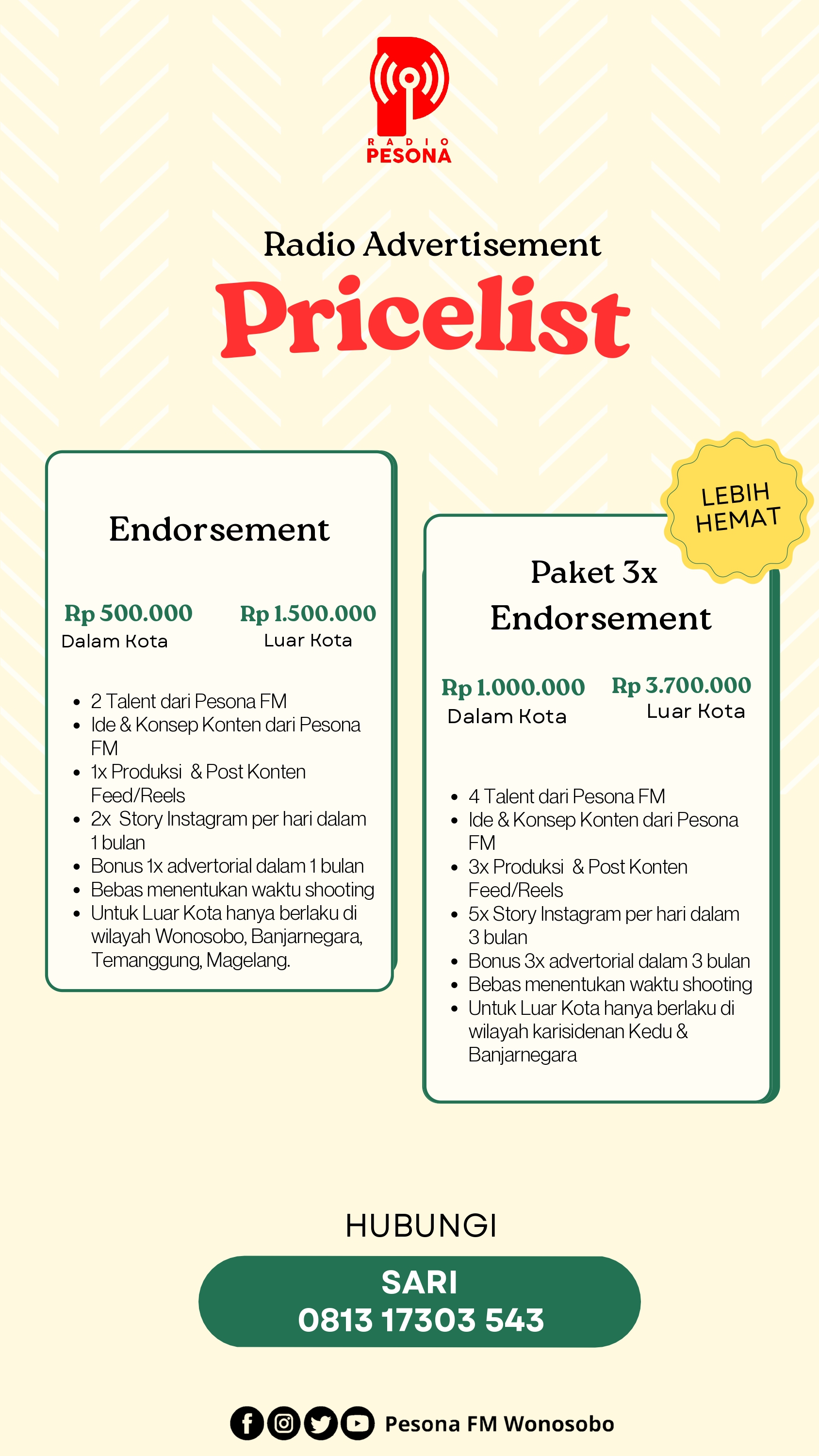 Paket Rate Card