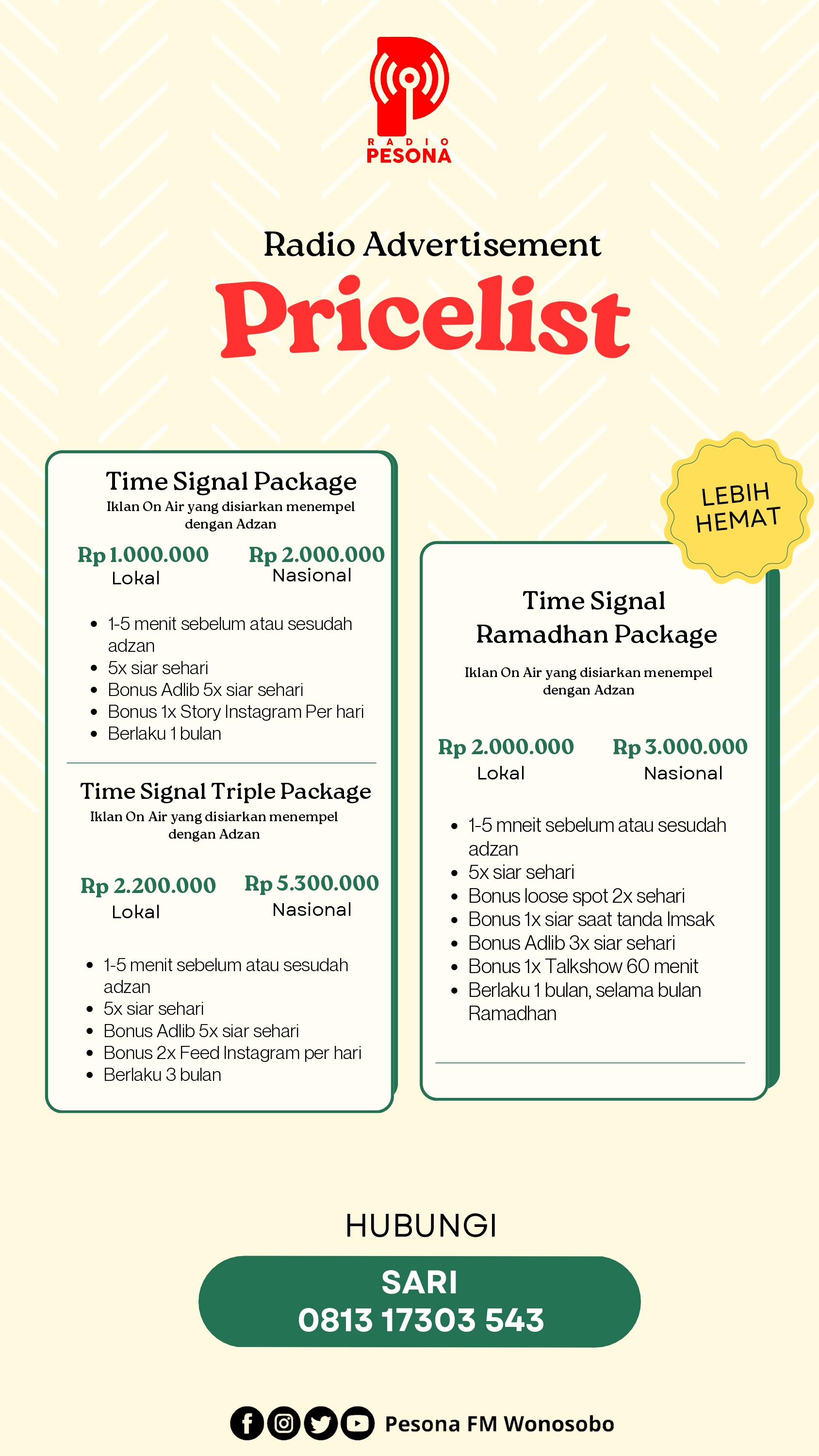Paket Rate Card