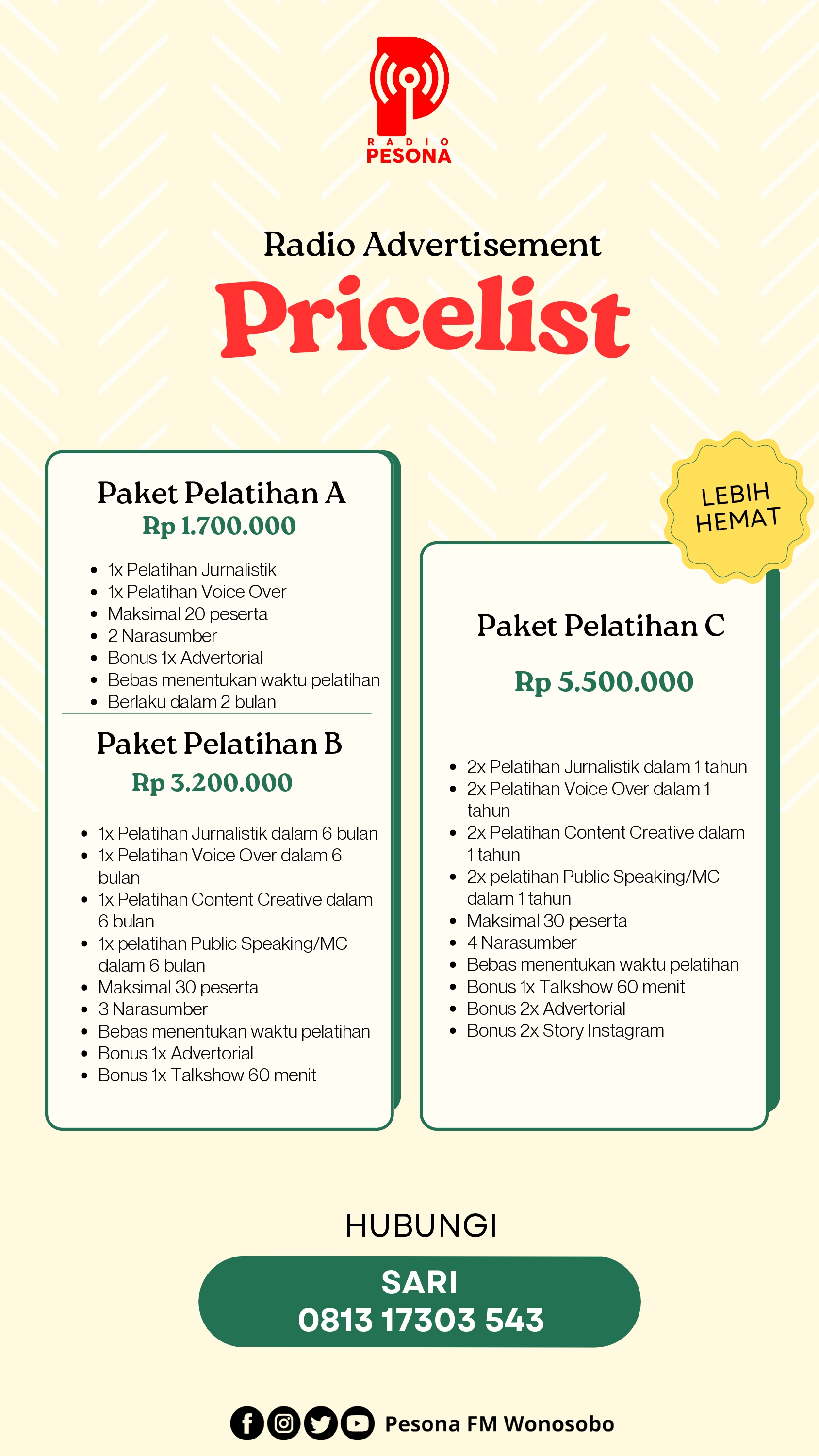 Paket Rate Card